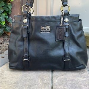 COACH Black and Silver Purse Bag Purple Liner